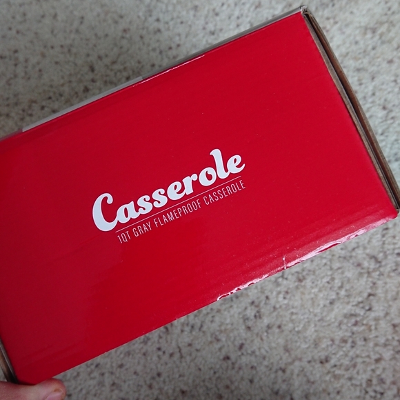 PARINI 1.5 QT Gray FLAMEPROOF CASSEROLE DISH WITH LID BLACK INTERIOR - Picture 2 of 4